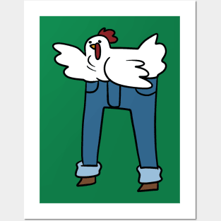 Funny Chicken Wearing Pants Posters and Art